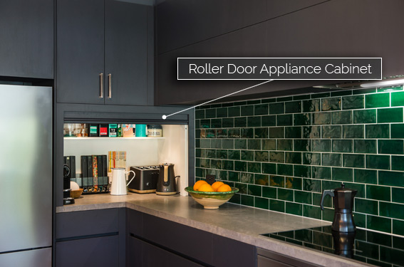 Kitchen Roller Door Appliance Cabinet